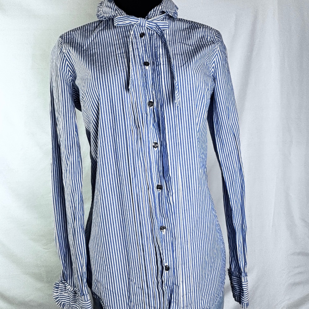 J. Crew Blue and White Striped Shirt
